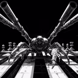 an abstract picture with mechanical items and lights