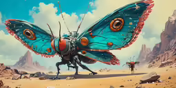 a large butterfly like animal standing on top of dirt