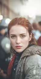 an attractive young lady wearing a scarf around her neck