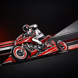 a motorcycle racer drives with his helmet on,a drawing of a motorcycle going fast down a highway