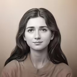a woman with long hair and no makeup