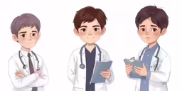 the three characters in medical uniforms