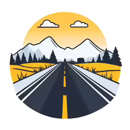 an orange and blue landscape is depicted in the center of the circle