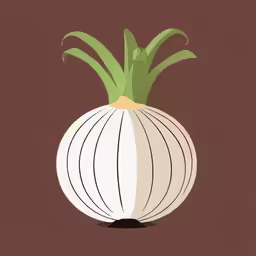 an onion that is standing on top of brown background