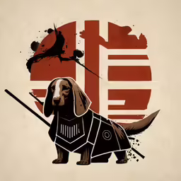 a cartoon dog in armor with a sword