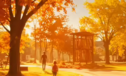 a couple walks down a tree lined street