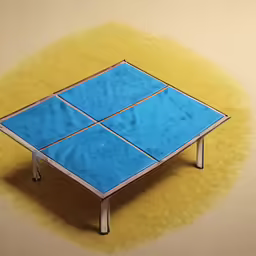 a tennis table that is blue on the top