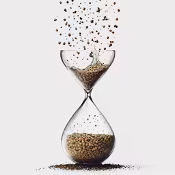 a sand clock with falling grains inside of it