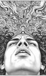 a person has their head above their face, looking into the sky