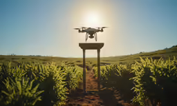 a small white object flying over a field
