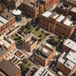 an aerial view of an old looking city