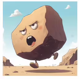 a cartoon character who appears to have made his way across the desert