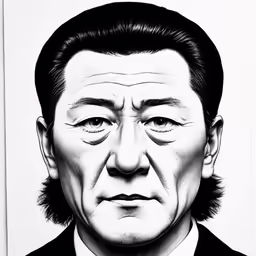 an ink drawing of a man wearing a suit