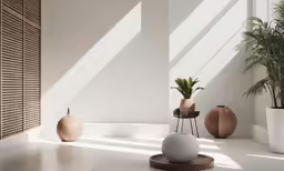a table with several pots of plants on it