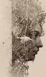 a man and a woman are depicted as they look like a surreal tree