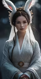 woman wearing oriental costume posing for the camera