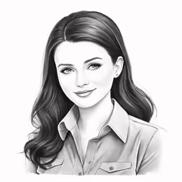 a black and white drawing of an attractive lady