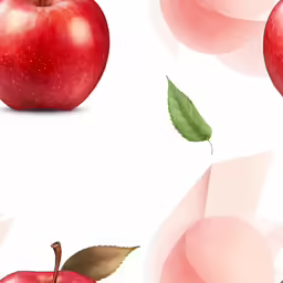 a background of fruit with a green leaf on it