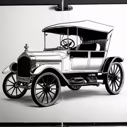 the drawing shows an old fashioned car