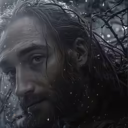 a man wearing a crown of barbed branches