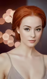 a woman wearing a halter top and earrings in a room