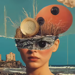 a woman with strange glasses and some artwork on her face