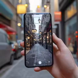someone is taking a picture of the street outside