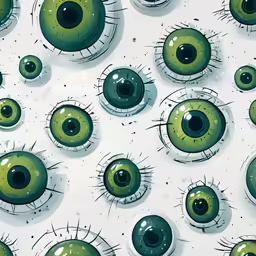 large and green eyed balls with many holes