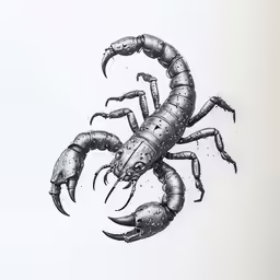 a drawing of a scorpion against a white background