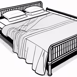 an image of a bed with a metal headboard