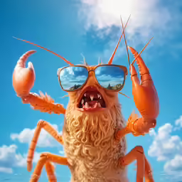 an ugly looking creature wearing sunglasses and holding something