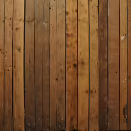 the back of a wooden fence is brown with several boards