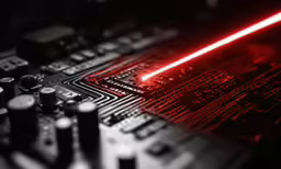 a close up shot of the bottom part of a motherboard