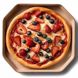 pizza with fresh fruit, cheese and sauce