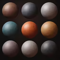 nine different color spheres arranged in the shape of balls
