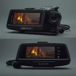 two photographs side by side of the same camera
