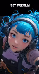 an animated character wearing headphones and looking into the camera
