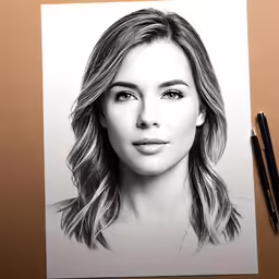 a drawing of a woman with her eyes open, in pencil