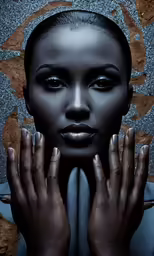 woman with dark skin holding her hands up to her face