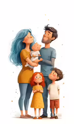 two adults and two children holding their own child
