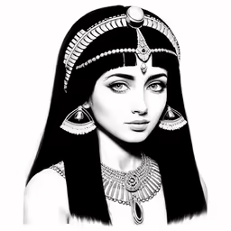 the queen of egypt drawn in black and white
