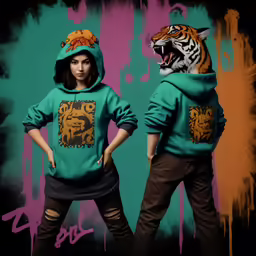 two girls with hoodies that have tigers on them