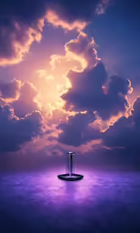 a photo with a sky background with clouds and a fountain