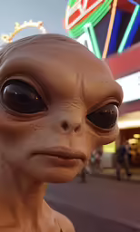 a close up shot of a small alien face