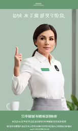 a woman in a white shirt holds up her finger