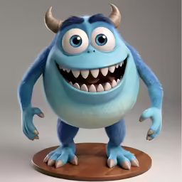 a monster figurine with horns and big eyes