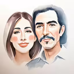 two people are drawn on paper together, one with an earring and the other with a nose ring