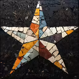 an artistic design with multiple tiles arranged to resemble a multicolored star