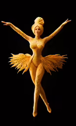 the beautiful blond woman wearing a yellow costume