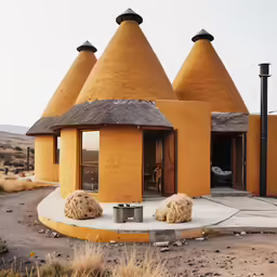 a couple of domes sitting next to a desert